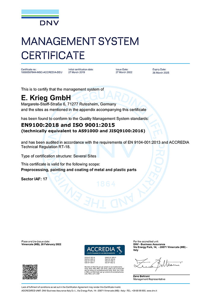 Certificate EN 9100